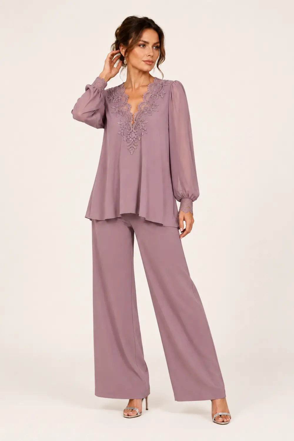 JACQUELINE | Conjunto de Gasa en Capas con Pantalón Ancho