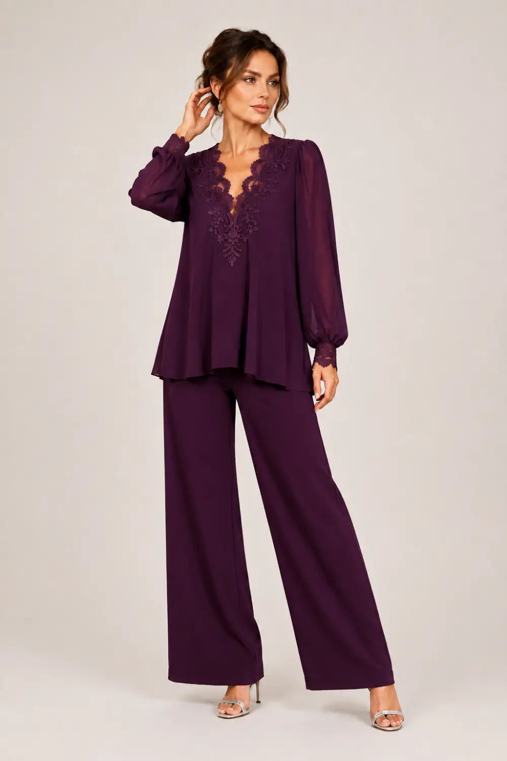 JACQUELINE | Conjunto de Gasa en Capas con Pantalón Ancho
