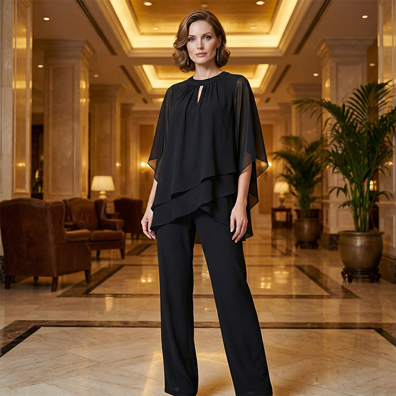 JEANNINE | Conjunto de Blusa Asimétrica y Pantalón Ancho