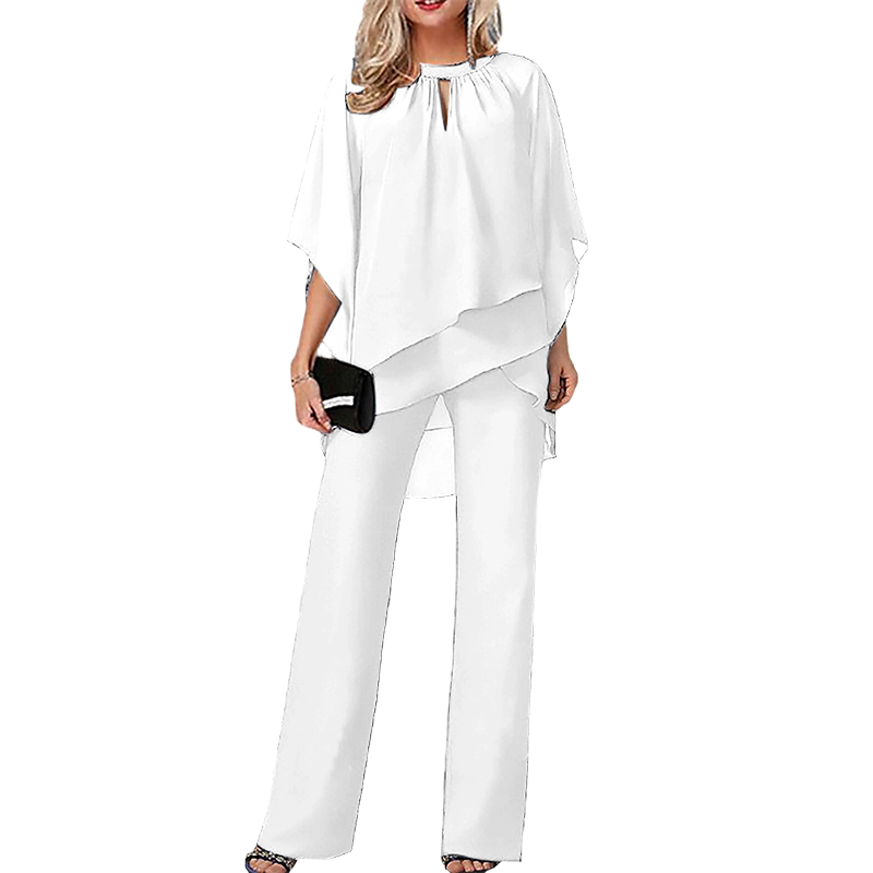 JEANNINE | Conjunto de Blusa Asimétrica y Pantalón Ancho