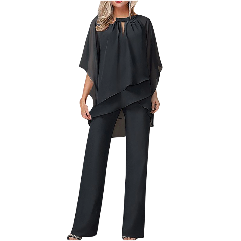 JEANNINE | Conjunto de Blusa Asimétrica y Pantalón Ancho