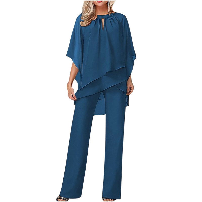 JEANNINE | Conjunto de Blusa Asimétrica y Pantalón Ancho