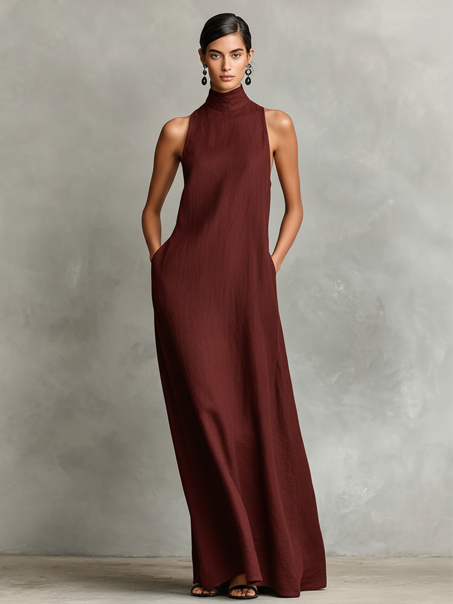 MARTA | Vestido Largo Negro Minimalista
