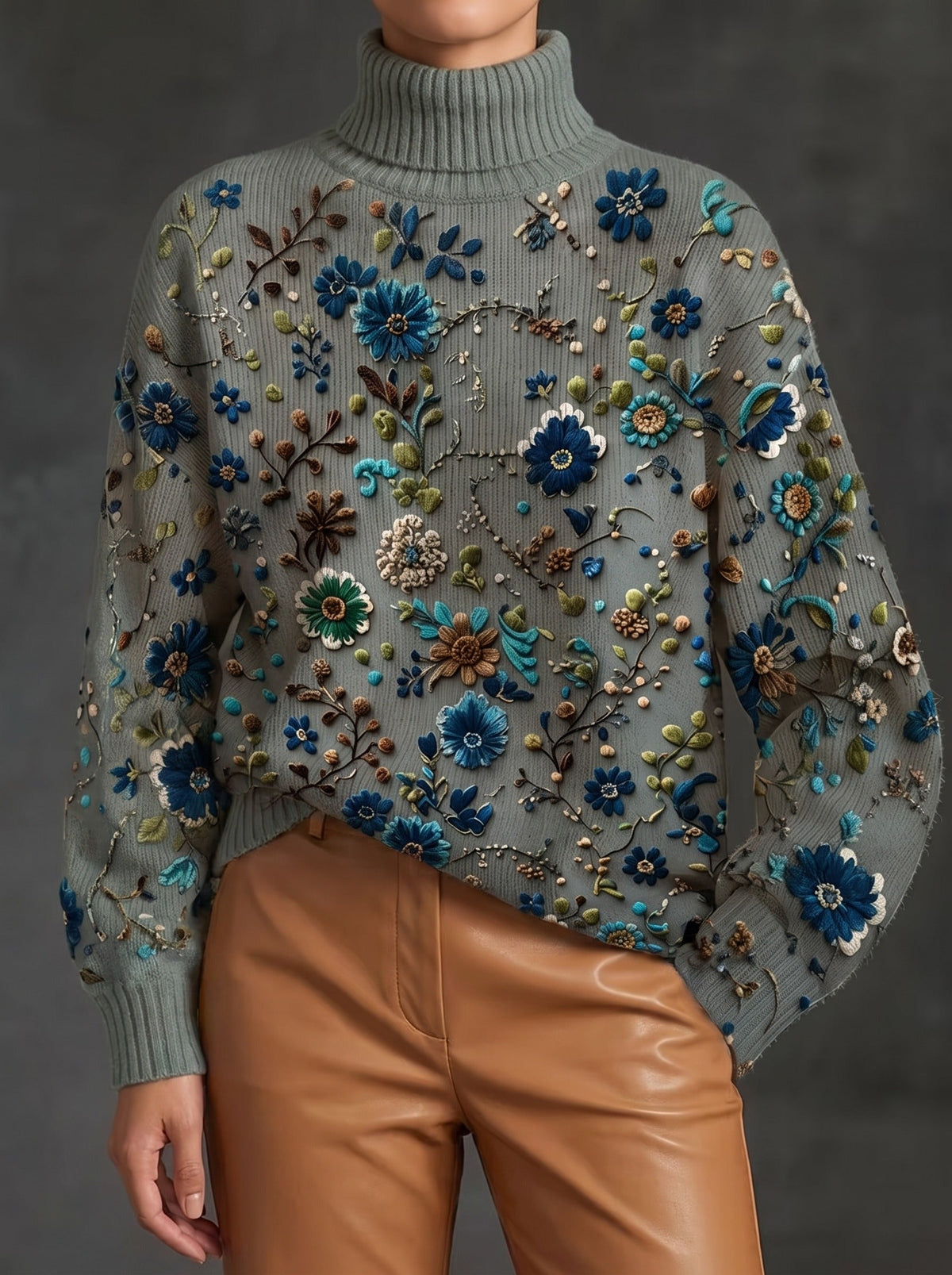 MARLOWE | Jersey de Cuello Alto Flores Salvia
